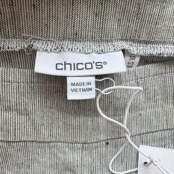 Chicos Linen-Blend Stretch Amelia Stripe Pants Size 3 - Picture 16 of 16